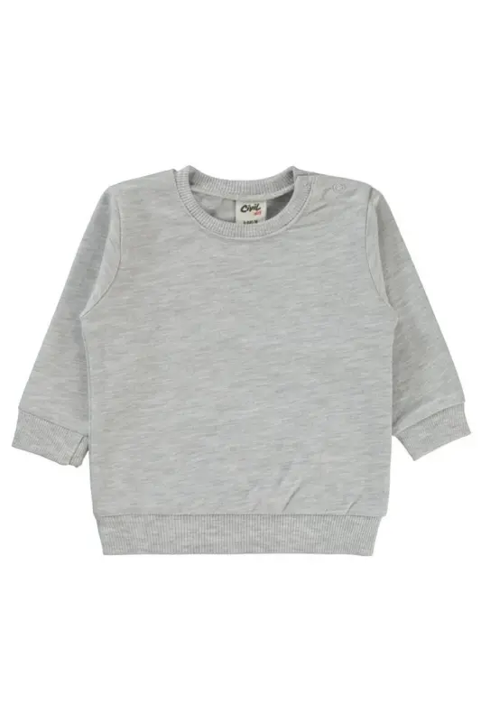 Kalp Taçlı 6-18 Ay Sweatshirt - Gri 18-24 Ay - Karmelanj - 1