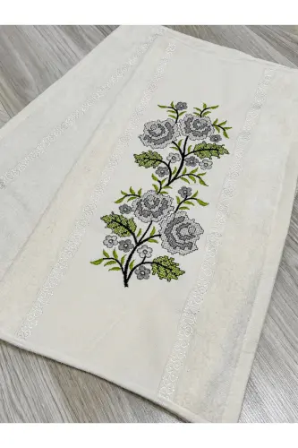 6 Parça Etamin İşlemeli Kutulu Seccade Takımı Çeyizlik Bohçalık Gelin Damat Seccade Seti - Gri - 3