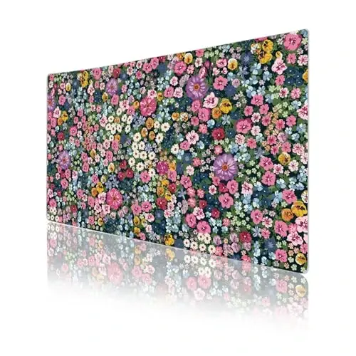 Colorful Star Large Mouse Pad, Floral Desk Mat Office Supplies, Waterproof Faux Leather Big Gaming Mousepad for Women Girls, Blooming Flowers Desk Pad Home Office Décor Accessories 23.6