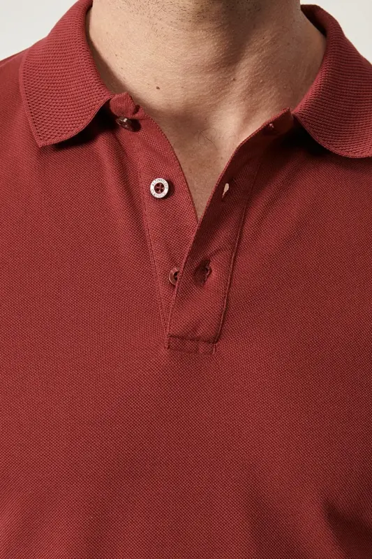 Kıvrılmaz Pike Polo Yaka Erkek Bordo Tişört - bordo - 6