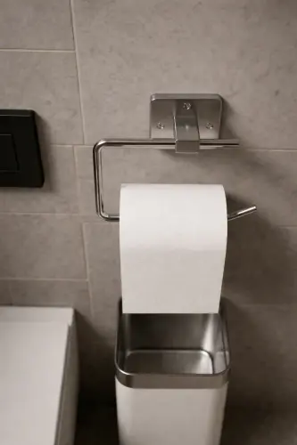 Yapışkanlı Krom WC Kağıtlık / Tuvalet Kağıtlık – Deliksiz Montaj, Ergonomik Tasarım - Krom - SAS HAUS (1)
