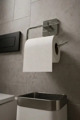 Yapışkanlı Krom WC Kağıtlık / Tuvalet Kağıtlık – Deliksiz Montaj, Ergonomik Tasarım - Krom - 3