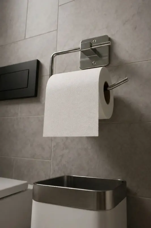 Yapışkanlı Krom WC Kağıtlık / Tuvalet Kağıtlık – Deliksiz Montaj, Ergonomik Tasarım - Krom - 3