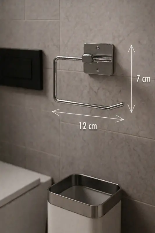 Yapışkanlı Krom WC Kağıtlık / Tuvalet Kağıtlık – Deliksiz Montaj, Ergonomik Tasarım - Krom - 7