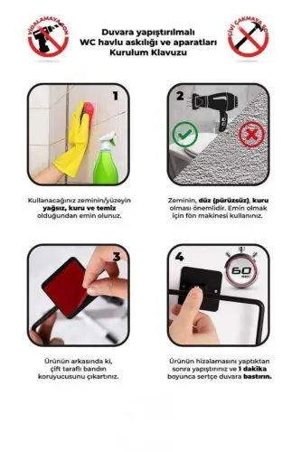 Yapışkanlı Krom WC Kağıtlık / Tuvalet Kağıtlık – Deliksiz Montaj, Ergonomik Tasarım - Krom - 8