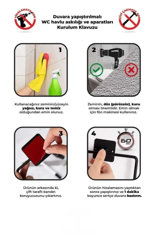 Yapışkanlı Krom WC Kağıtlık / Tuvalet Kağıtlık – Deliksiz Montaj, Ergonomik Tasarım - Krom - 8