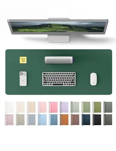 YSAGi Leather Desk Pad Protector, Office Desk Mat, Large Mouse Pad, Non-Slip PU Leather Desk Blotter, Laptop Desk Pad, Waterproof Desk Writing Pad for Office and Home (Seafoam Green, 23.6