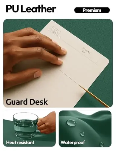 YSAGi Leather Desk Pad Protector, Office Desk Mat, Large Mouse Pad, Non-Slip PU Leather Desk Blotter, Laptop Desk Pad, Waterproof Desk Writing Pad for Office and Home (Seafoam Green, 23.6