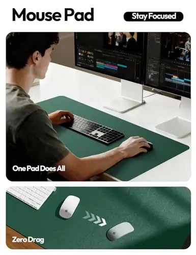 YSAGi Leather Desk Pad Protector, Office Desk Mat, Large Mouse Pad, Non-Slip PU Leather Desk Blotter, Laptop Desk Pad, Waterproof Desk Writing Pad for Office and Home (Seafoam Green, 23.6
