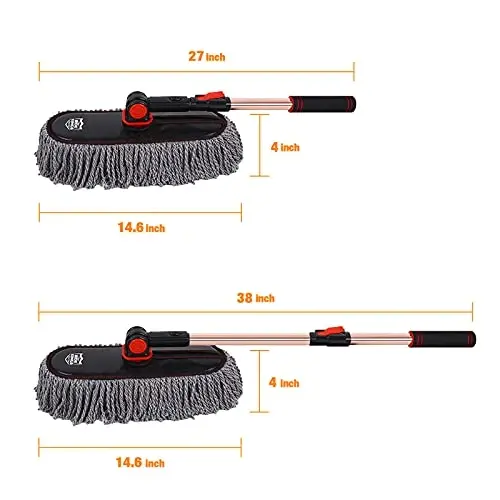 Auto Duster Extendable Handle, Car Duster Set, Scratch Remover Large and Small Brushes Remove Dust Exterior Interior of RVs and Trucks, Microfiber Auto Interior Brush, 2-Packs - Gifts for Men Women - 2