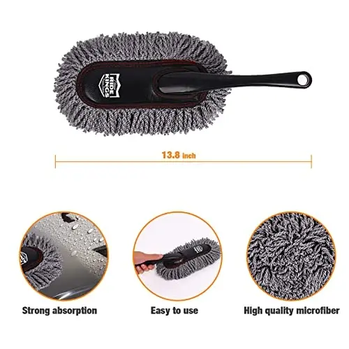 Auto Duster Extendable Handle, Car Duster Set, Scratch Remover Large and Small Brushes Remove Dust Exterior Interior of RVs and Trucks, Microfiber Auto Interior Brush, 2-Packs - Gifts for Men Women - 3