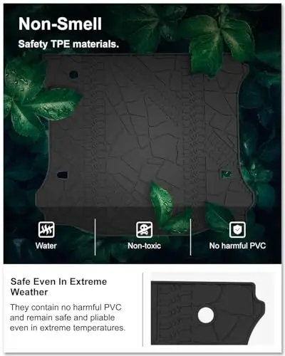 Kiwi Master Floor Mats & Cargo Mat for 2014-2018 Jeep Wrangler JK 4-Door | OEM Replacement 82213860 82213184, All Weather Car Mats, Heavy Duty TPE Floor Liners, Front & Rear & Trunk Mat Set, Black - 4