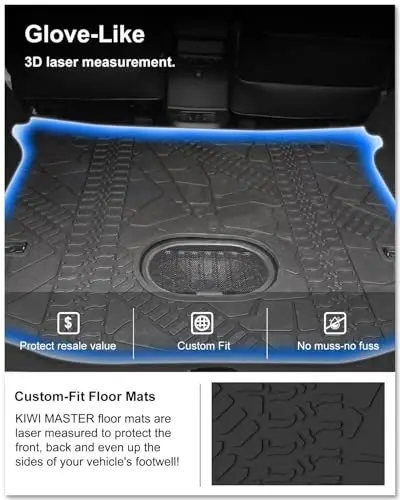 KIWI MASTER Cargo Mat for 2015-2018 Jeep Wrangler JK, OEM Replacement 82214404, Custom Fit All Weather Rear Cargo Liner, Heavy Duty TPE Tray Trunk Mat, Black - 2