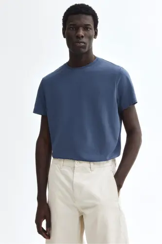 Slim Fit Tişört - Koyu tozlu mavi 