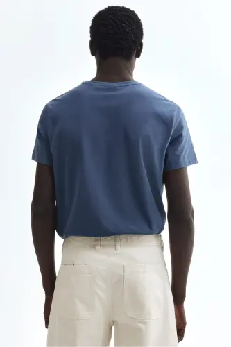 Slim Fit Tişört - Koyu tozlu mavi - 3