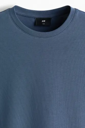 Slim Fit Tişört - Koyu tozlu mavi - 5