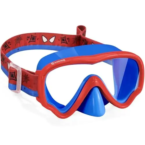 Vvinca Swim-Goggles with Nose Cover, 2 Packs Elastic Fabric Strap Snorkel Swim Mask Anti Fog UV No Pull Hair for Kids 3-14 