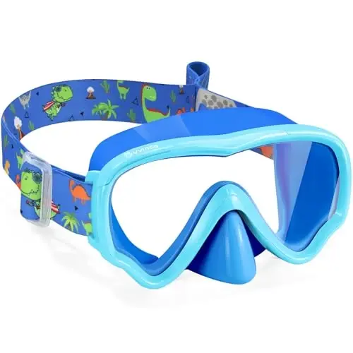 Vvinca Swim-Goggles with Nose Cover, 2 Packs Elastic Fabric Strap Snorkel Swim Mask Anti Fog UV No Pull Hair for Kids 3-14 