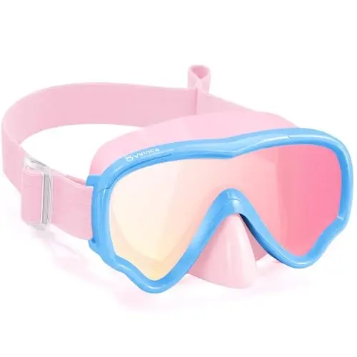 Vvinca Swim-Goggles with Nose Cover, 2 Packs Elastic Fabric Strap Snorkel Swim Mask Anti Fog UV No Pull Hair for Kids 3-14 