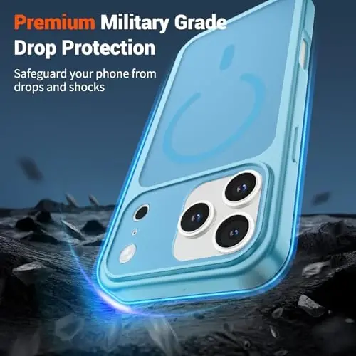 SUPFINE Magnetic for iPhone 17 Pro Case Light Blue | (Compatible with MagSafe)(Military Grade Drop Protection)(Camera Protection)Translucent Matte Phone Cover - 3