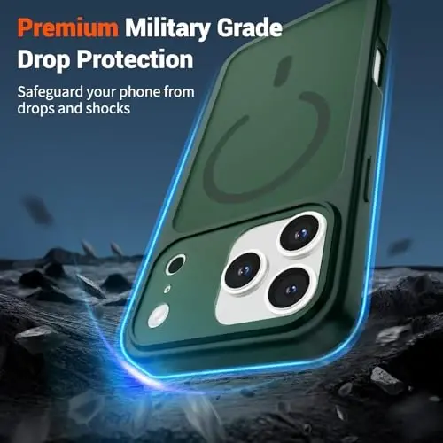 SUPFINE Magnetic for iPhone 17 Pro Max Case Forest Green | (Compatible with MagSafe)(Military Grade Drop Protection)(Camera Protection)Translucent Matte Phone Cover - 3