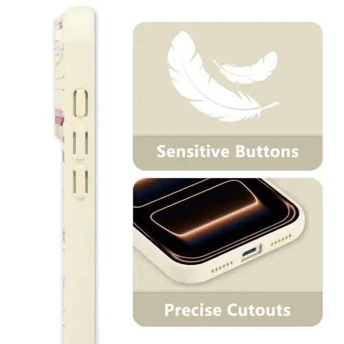 RALEAVO Floral Case for iPhone 17 Pro Max Silicone Cute Girly Cover,Beige | Cute Flowers Branches Pattern for Girls Women,Soft Liquid Silicone Cover,Slim Protective Case for iPhone 17 Pro Max 6.9