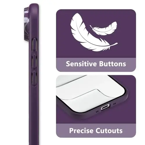 RALEAVO Floral Case for iPhone Air Silicone Cute Cover for Women,Purple | Cute Flowers Branches Pattern for Girls Women,Soft Liquid Silicone Cover,Slim Protective Phone Case for iPhone Air 6.5
