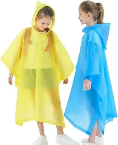 HOOMBOOM Rain Poncho for Kids(2 Pack) Waterproof Reusable EVA Raincoat One Size Rain Jackets for Children,Boys and Girls - HOOMBOOM (1)
