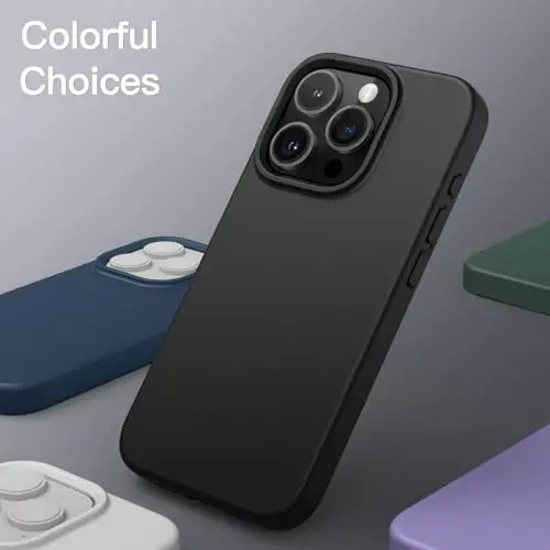 JETech Silicone Case for iPhone 15 Pro, Black | Silky Soft Touch, Shockproof Protection, Scratch Resistant, Microfiber Lining 
