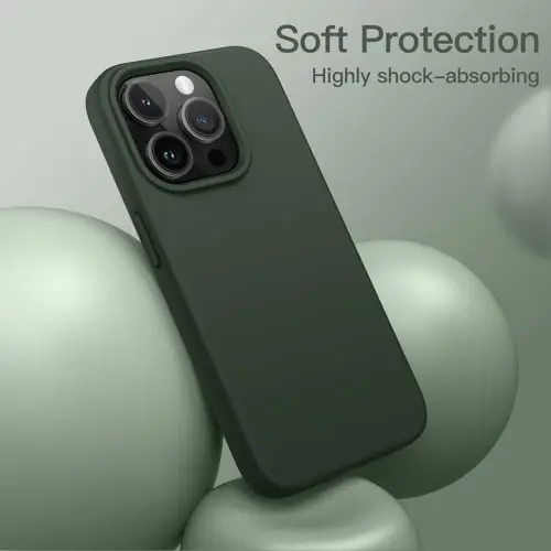 JETech Silicone Case for iPhone 15 Pro, Cypress | Silky Soft Touch, Shockproof Protection, Scratch Resistant, Microfiber Lining - 4