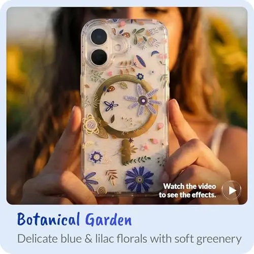 LONLI Hue - Aesthetic Botanical Garden Gold Ring Magnetic Phone Case | For iPhone 17 Air, Compatible with MagSafe, Strong Magnets, Cute Unique Aesthetic for Girls and Women - LONLI (1)