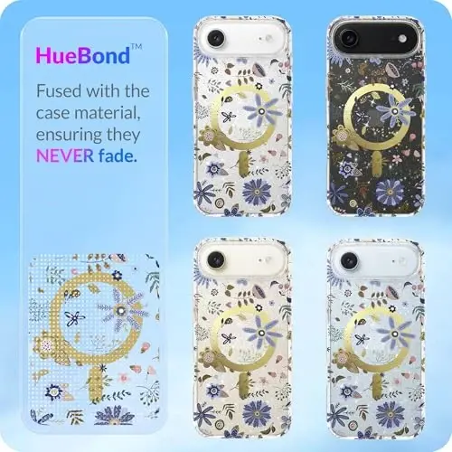 LONLI Hue - Aesthetic Botanical Garden Gold Ring Magnetic Phone Case | For iPhone 17 Air, Compatible with MagSafe, Strong Magnets, Cute Unique Aesthetic for Girls and Women - 5