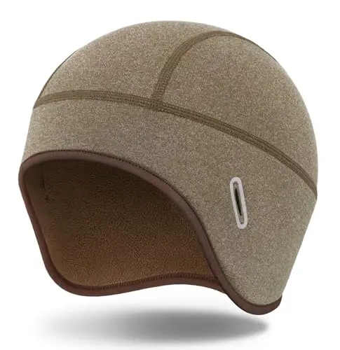 MELASA Winter Helmet Liner Skull Cap, Fleece Lined Warm Cycling Cap with Glasses Holes, Thermal Hat Beanie for Men Women - 1