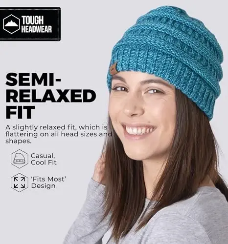 Tough Headwear Slouchy Beanie Hat - Itch-Free Winter Hats for Women - Stretchable Beanies for Women - Acrylic Winter Gear - 4