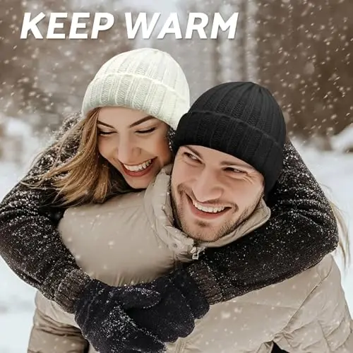 PFFY Thick Beanie Hat for Women Winter Knit Beanies Warm Hats Skull Cap | Cold Weather Knit Hat, Stocking Caps, Snow Warm Hats For Winter Toboggans, Running, Skating, Traveling, Camping, Outdoor - 2