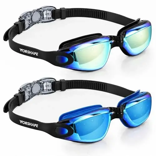 Vorshape Adult Swim Goggles 2 Pack No Leaking Goggles for Men Women Youth | Anti-Fog UV Protection Mirrored Swimming Glasses - 1