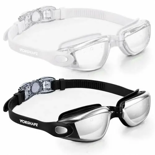 Vorshape Adult Swim Goggles 2 Pack No Leaking Goggles for Men Women Youth | Anti-Fog UV Protection Mirrored Swimming Glasses 