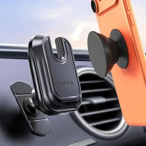 pop-tech Car Phone Mount for Socket Grip, Strong Sticky Cell Phone Holder for Auto Dashboard, Adjustable Adhesive Car Mount Compatible with Thick Wallet Grip Card Holder for iPhone Samsung - 1