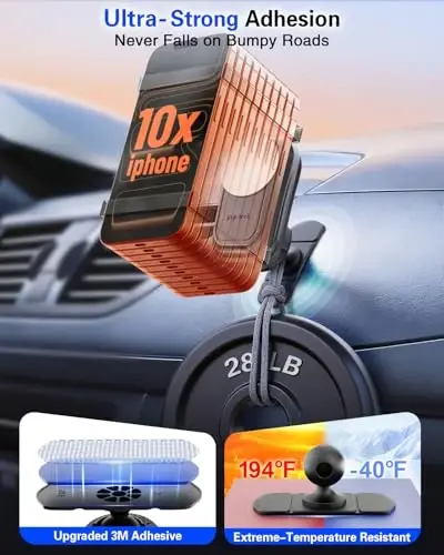 pop-tech Car Phone Mount for Socket Grip, Strong Sticky Cell Phone Holder for Auto Dashboard, Adjustable Adhesive Car Mount Compatible with Thick Wallet Grip Card Holder for iPhone Samsung - 3