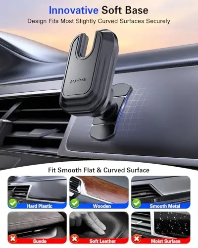 pop-tech Car Phone Mount for Socket Grip, Bendable Adhesive Dashboard Base | Sticky Holder Fits Collapsible Grips, Thick Wallet And Card Holders; 360° Rotation On Smooth Dash, Not Mini Grips - POP-TECH (1)