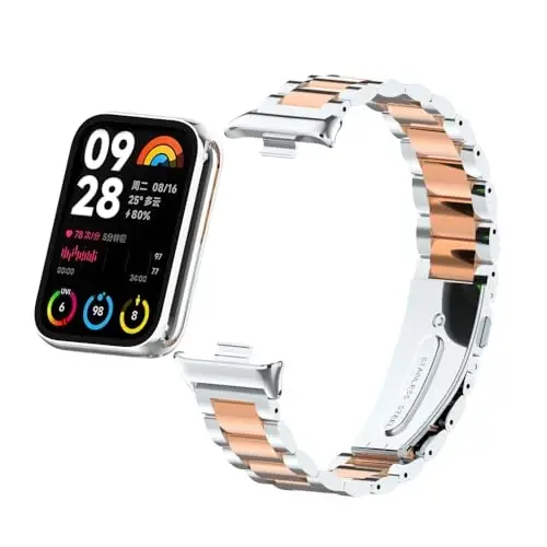 HOPMC Straps For Xiaomi Mi Band 8/9 Pro/Redmi Smartwatch 4/5 Metal Bracelet Protective Frame and 18MM Steel Mesh Wristband Bracelet for Women Men - 2