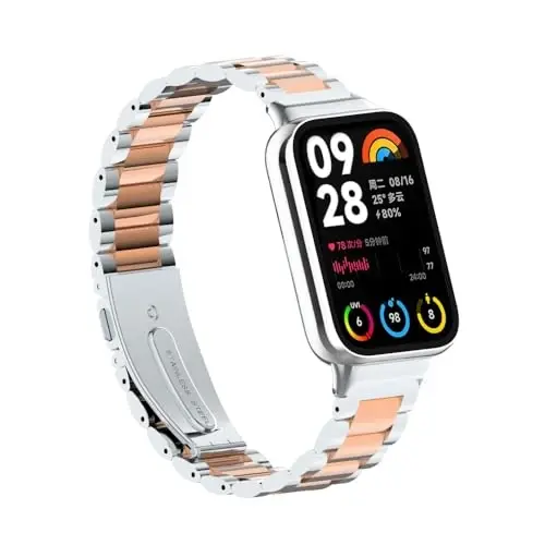HOPMC Straps For Xiaomi Mi Band 8/9 Pro/Redmi Smartwatch 4/5 Metal Bracelet Protective Frame and 18MM Steel Mesh Wristband Bracelet for Women Men - 3