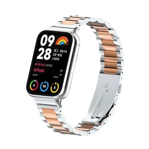 HOPMC Straps For Xiaomi Mi Band 8/9 Pro/Redmi Smartwatch 4/5 Metal Bracelet Protective Frame and 18MM Steel Mesh Wristband Bracelet for Women Men - 4