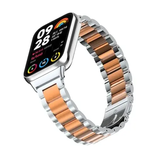 HOPMC Straps For Xiaomi Mi Band 8/9 Pro/Redmi Smartwatch 4/5 Metal Bracelet Protective Frame and 18MM Steel Mesh Wristband Bracelet for Women Men - 5