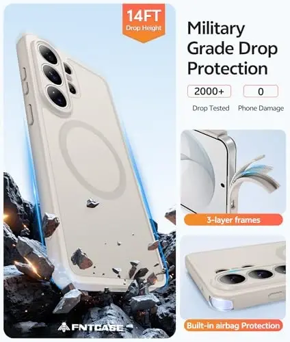 FNTCASE for Samsung Galaxy S26 Ultra Case, Compatible with Magsafe | Screen Protector, Full Camera Protection, Translucent Matte, 14FT Military Grade Drop Proof, Protective Phone Cover - 5