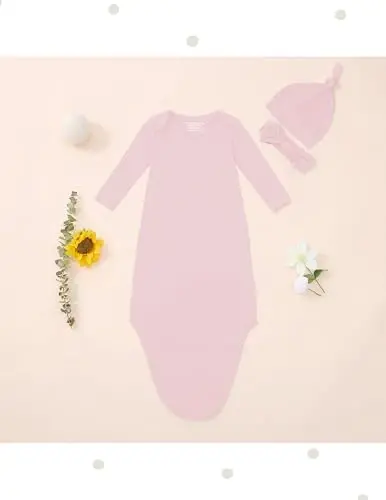 COOZYNANA Newborn Knotted Gown 2Pack, Soft Breathable Baby Sleep Gown for Boys Girls, Infant Baby Coming Home Hospital Outfit - 1