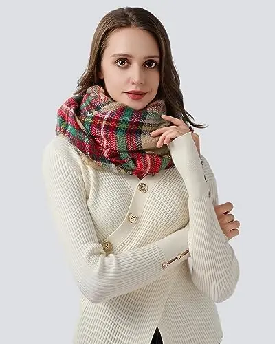 Clothirily Womens Winter Scarf, Fashion CasModazoneere Feel Plaid Scarfs for Women, PasModazoneina Shawls and Wraps, Long Blanket Scarf - 2