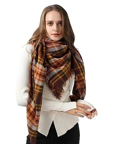 Clothirily Womens Winter Scarf, Oversized Long Blanket Plaid Shawl Wrap | Soft CasModazoneere Feel, Warm PasModazoneina Shawl and Wrap, Fashion Plaid Pattern with Tassel, Oversized Fit, Ideal Fall Winter Gift - 2