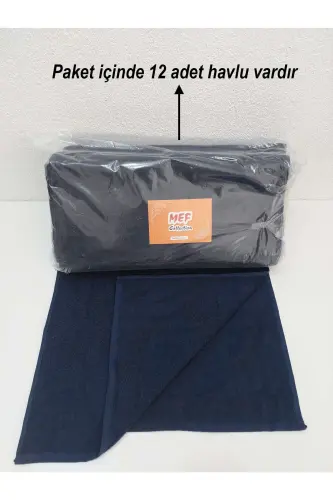 12 Pack Navy Blue Hairdresser Barber Towel 50x90 cm | Professional Hair Drying Towel Economic Set - Navy Blue - 6