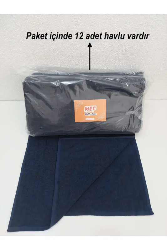 12 Pack Navy Blue Hairdresser Barber Towel 50x90 cm | Professional Hair Drying Towel Economic Set - Navy Blue - 6